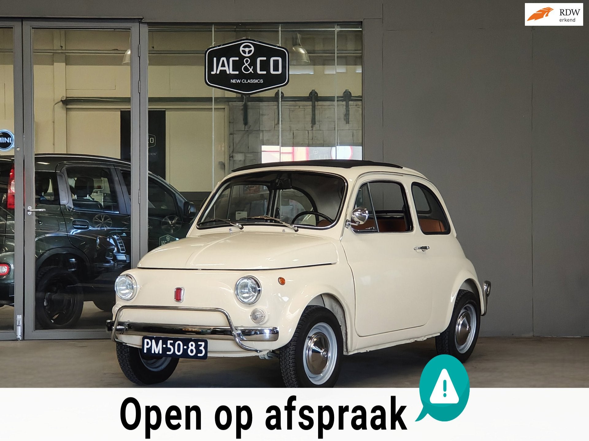 Fiat 500L Volledig gerestaureerd - Cognac Leder, Auto's, Achterwielaandrijving, Gebruikt, Wit, Leder