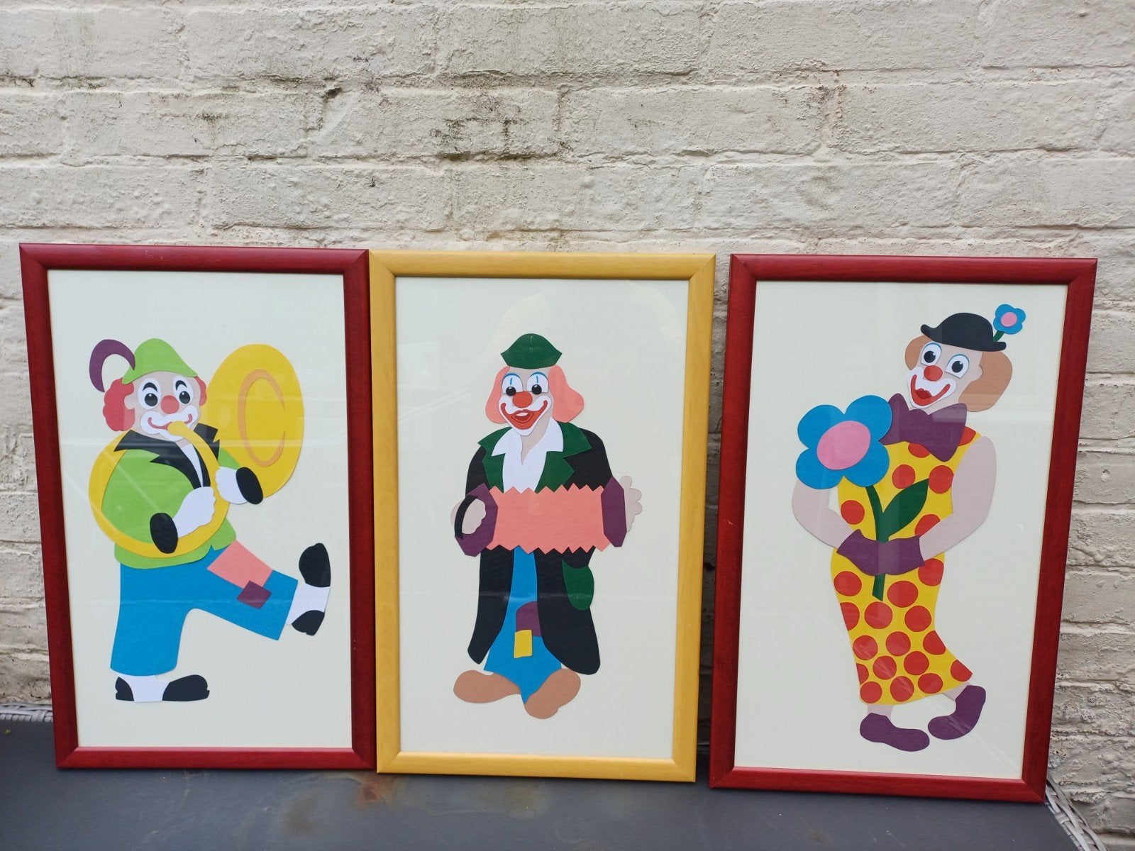3x Zelfgemaakte Clown Schilderijen Barth Boxtel, Ophalen of Verzenden