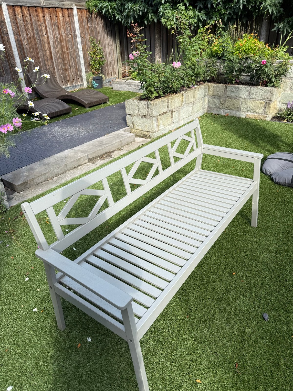 Set van 2 IKEA Bondholmen houten 3-zits buiten tuinbanken, Tuin en Terras, Ophalen, Gebruikt, Hout