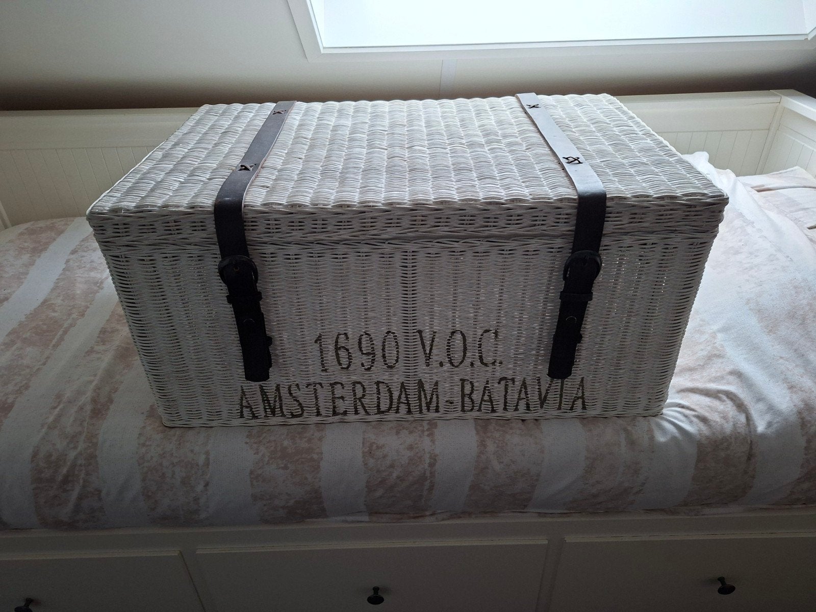Witte rieten mand, Ophalen, Rechthoekig, Riet
