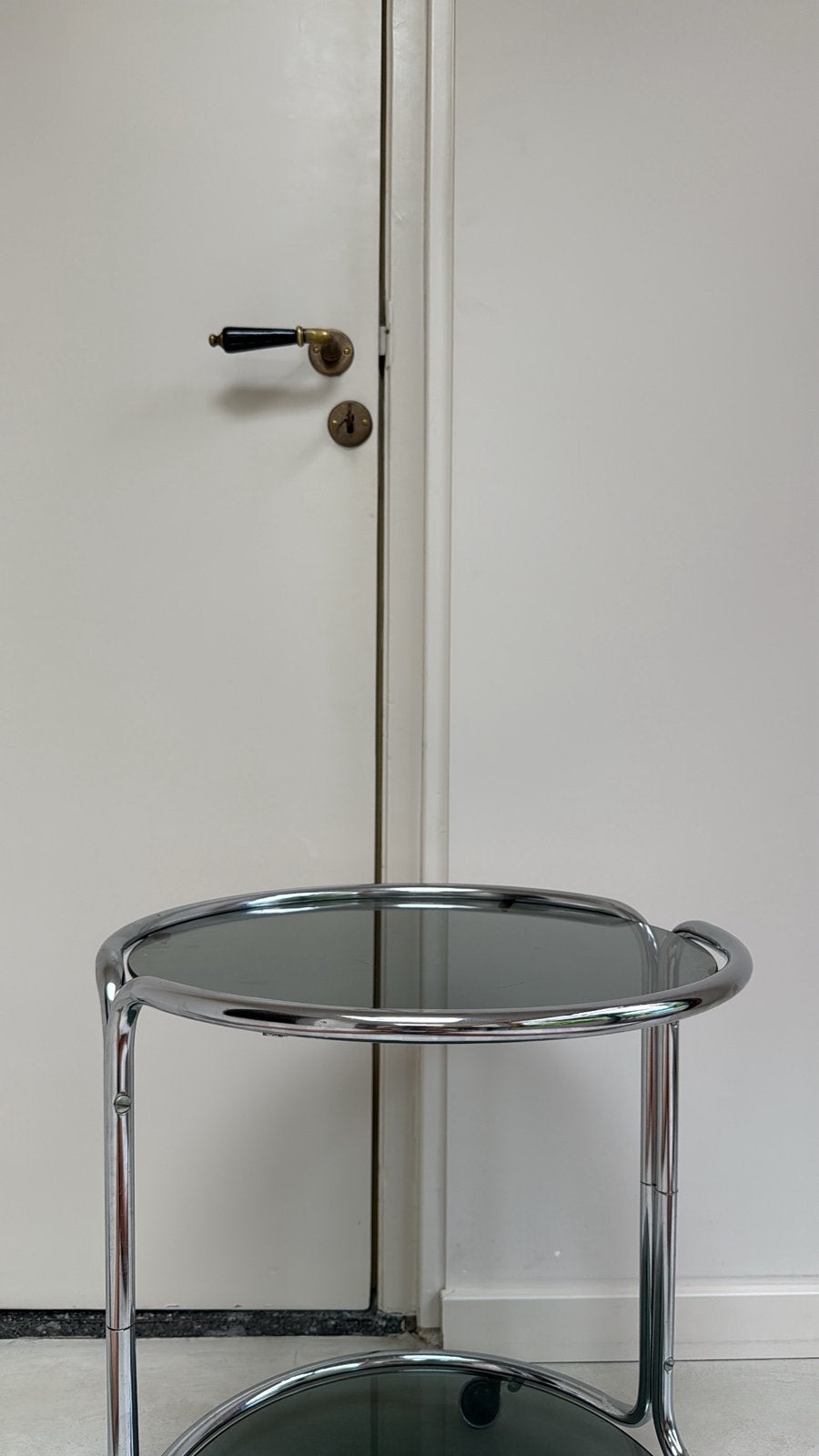 Vintage verchroomde glazen trolley / serveerwagen, Ophalen