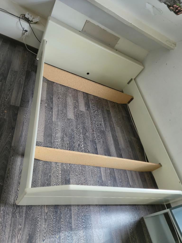 Bed 160x200 met Auping spiraalbodems, Ophalen, Overige materialen, Gebruikt, Wit