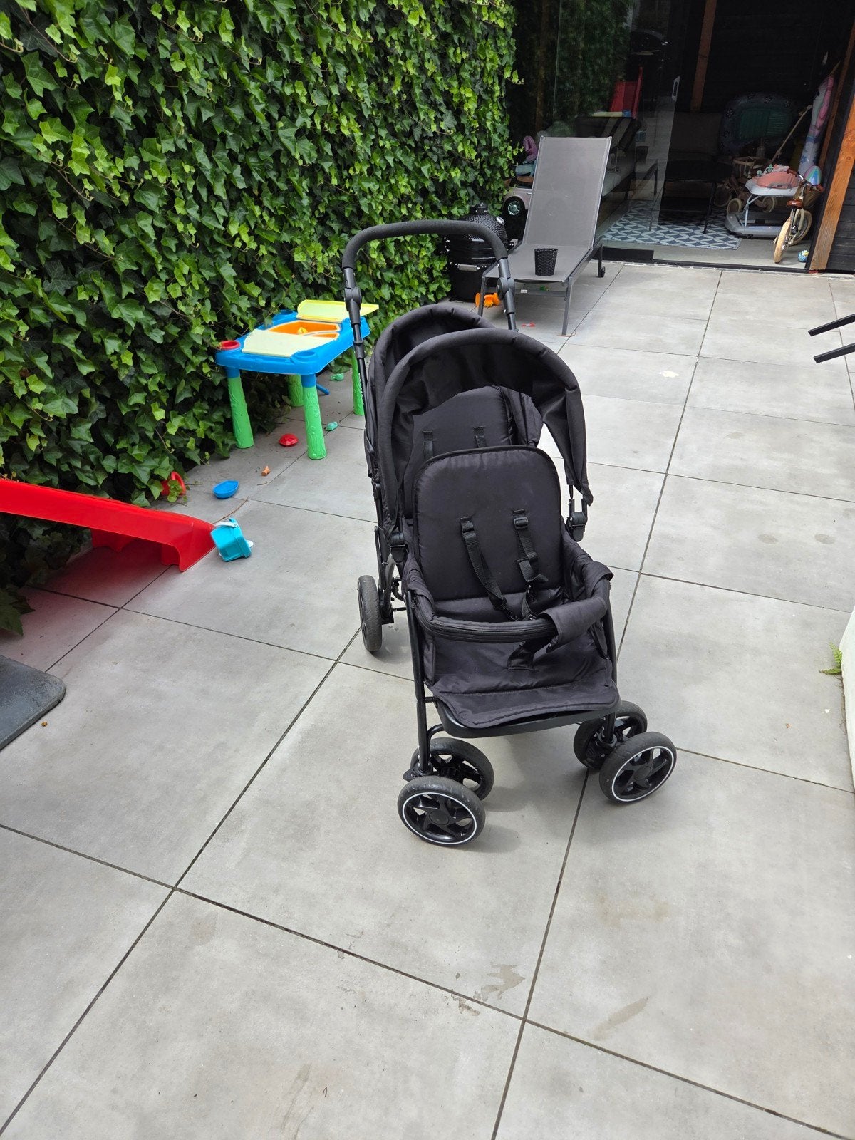 Deryan Tweelingwagen/Duowagen - Zwart, Gebruikt, Duowagen, Ophalen of Verzenden, Kinderwagen