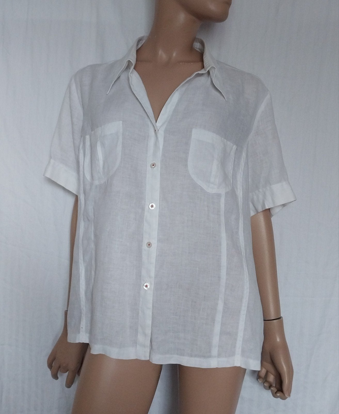 CASSANI LINNEN Blouse,  Maat 44 - 46, Kleding | Dames, Ophalen of Verzenden, Zo goed als nieuw, Maat 42/44 (L), Wit