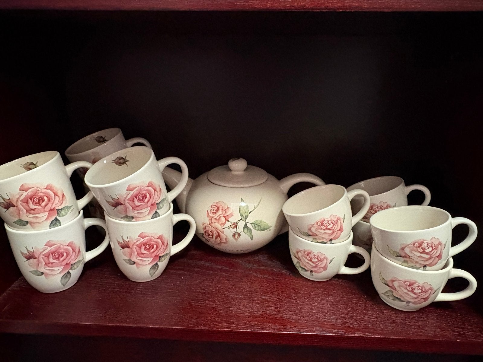Lot servies met rozenmotief - Jet by Ter Steege, Huis en Inrichting, Gebruikt, Keramiek, Vintage, Ophalen of Verzenden