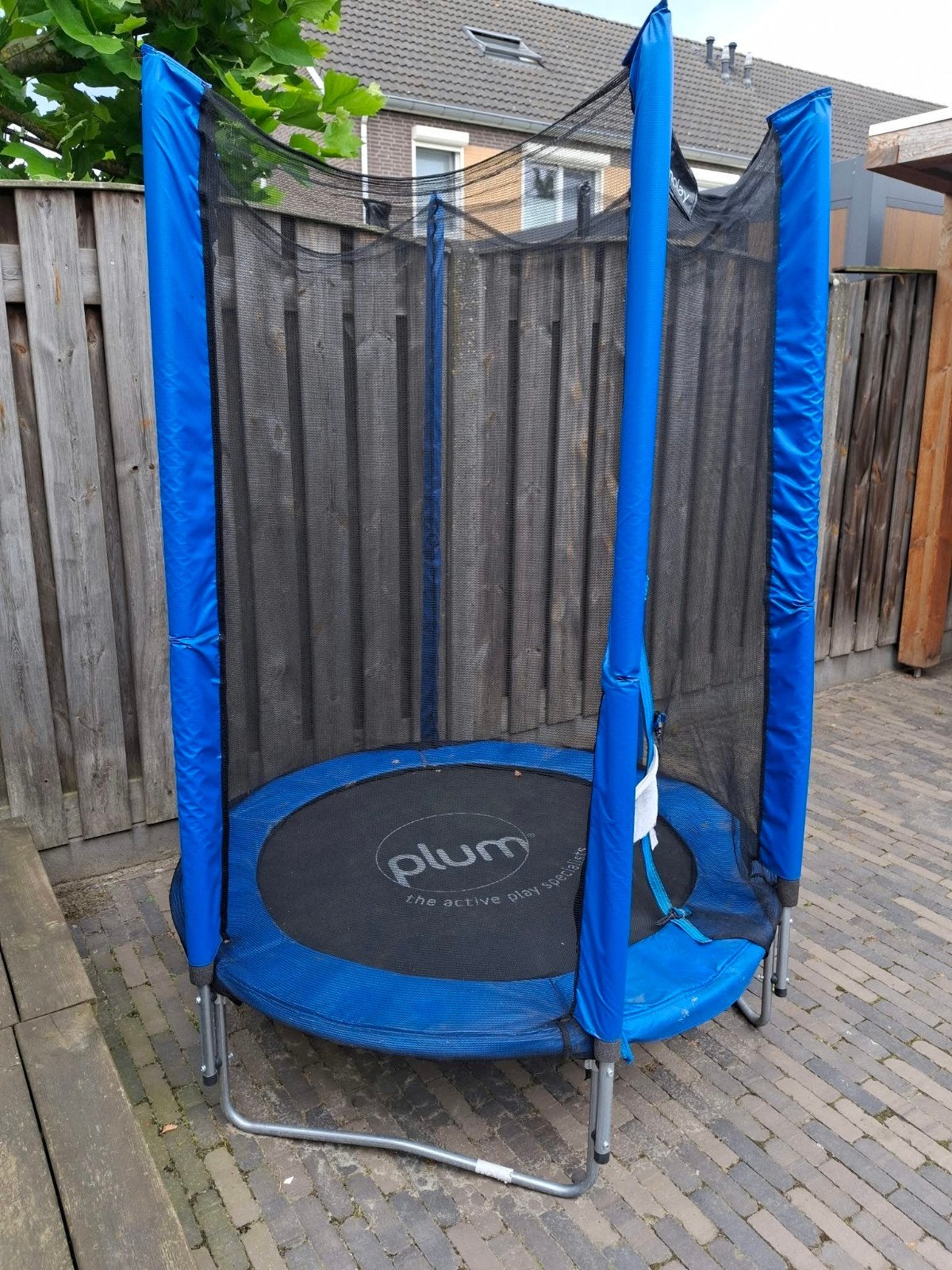 Plum Trampoline met Veiligheidsnet - Blauw 140 cm, Ophalen, Gebruikt