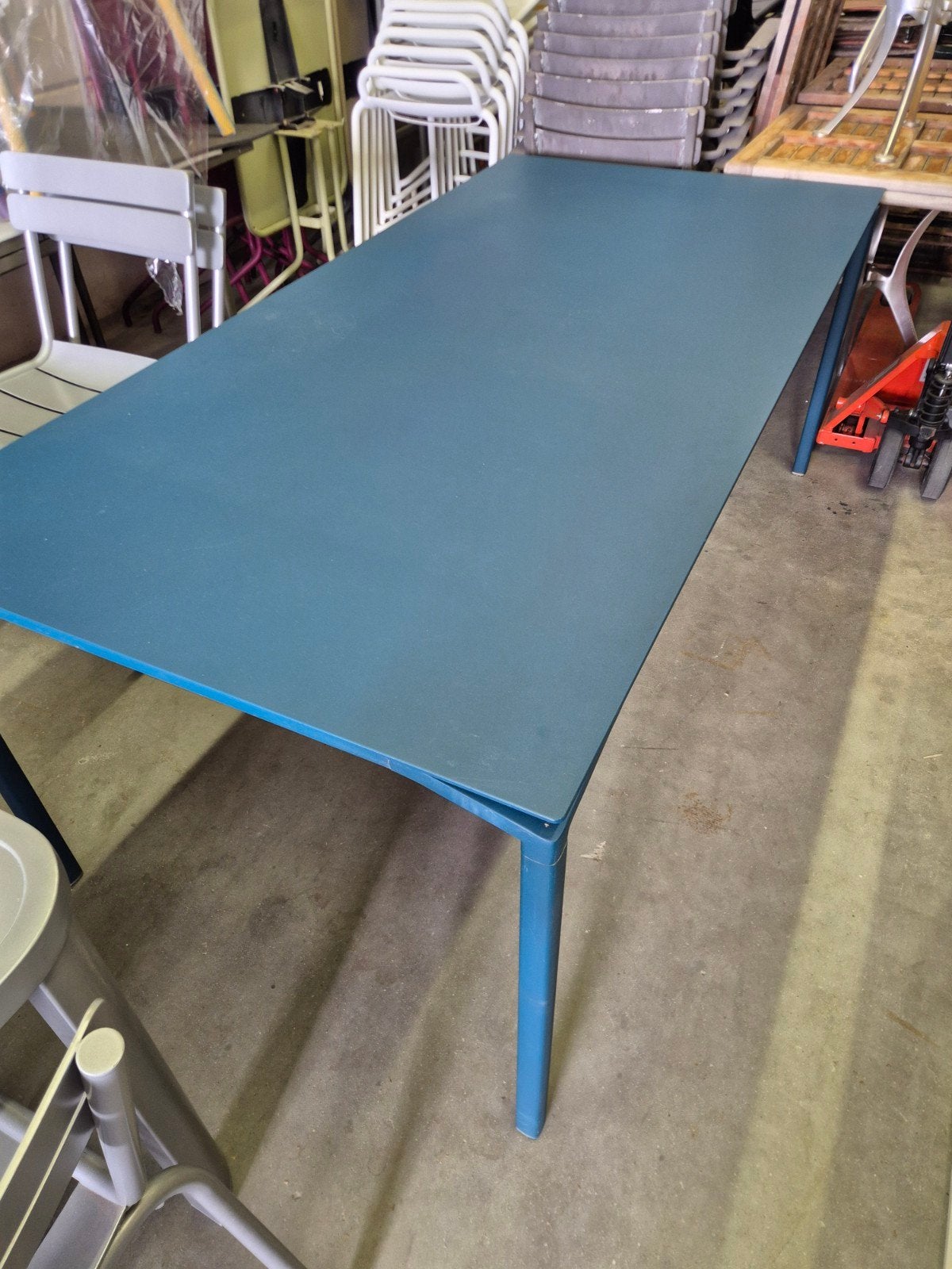 gebruikte fermob calvi tafel 195x95 acapulco blue, Ophalen, Gebruikt, Rechthoekig, Aluminium