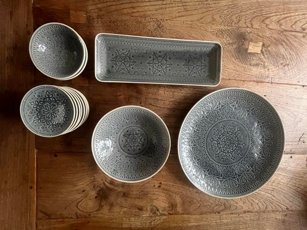 Servies set met Bohemian / Portugese stijl, Ophalen, Gebruikt, Keramiek, Overige stijlen