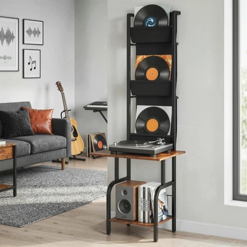 Platenkast met opbergruimte voor platenspeler en vinyl, Ophalen of Verzenden, Nieuw, Hout, Cd's of Dvd's