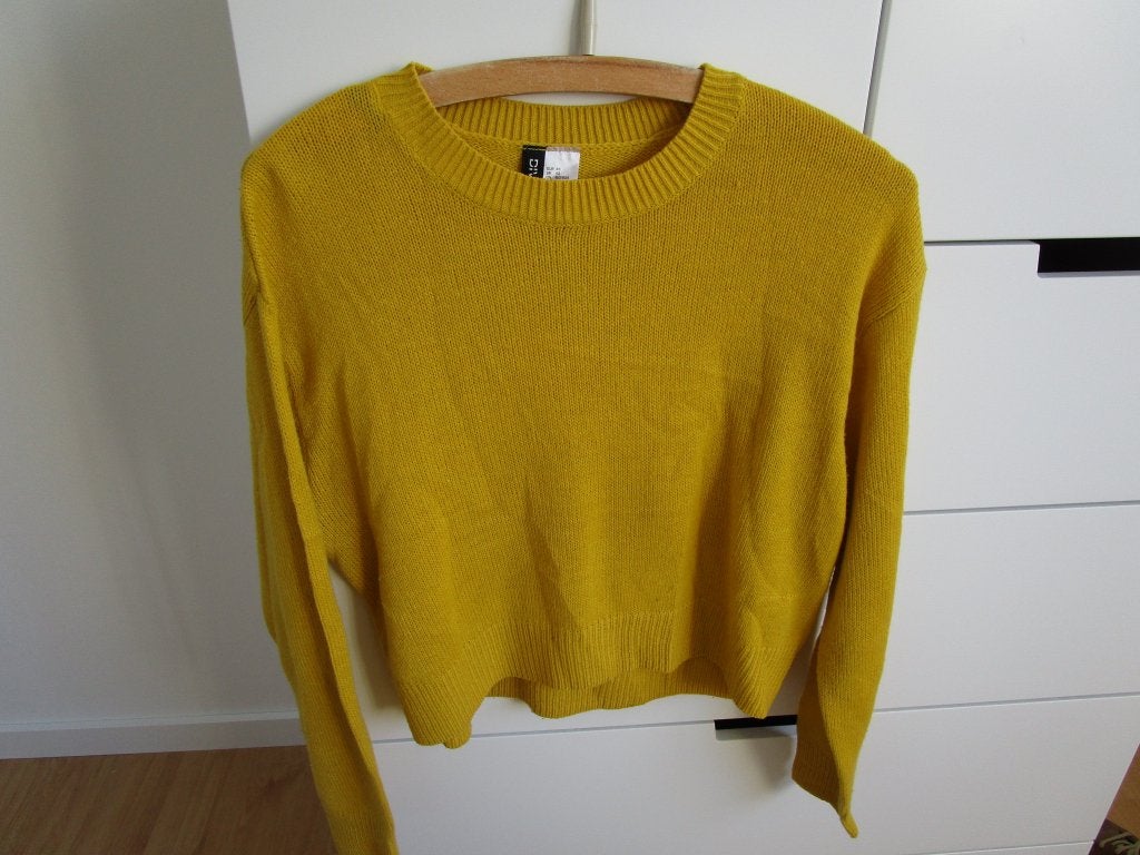 H&M Divided - okergele gebreide trui maat XS, Ophalen of Verzenden, Zo goed als nieuw, Maat 34 (XS) of kleiner, Geel