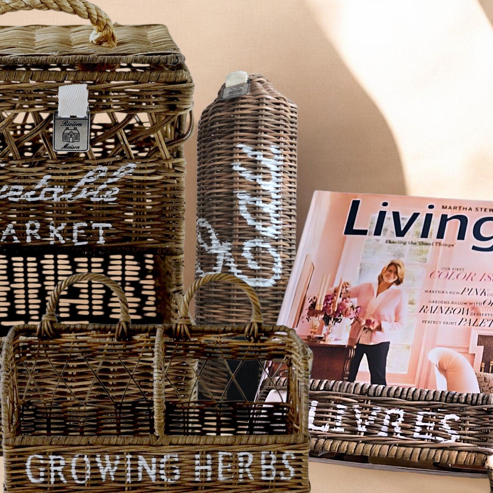 4 delig rivièra maison rustic rattan keukenset, Huis en Inrichting, Woonaccessoires | Overige, Ophalen of Verzenden