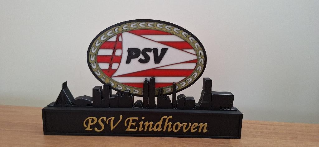 3D-geprinte PSV display – logo & skyline, Ophalen of Verzenden, Nieuw, PSV, Overige typen