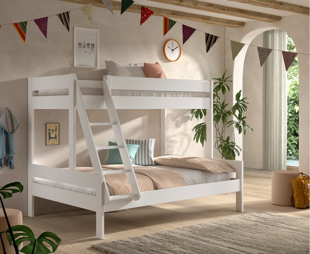Primo 3-persoons stapelbed - 90x200 - Wit, Niet ingevuld, Niet ingevuld, Niet ingevuld