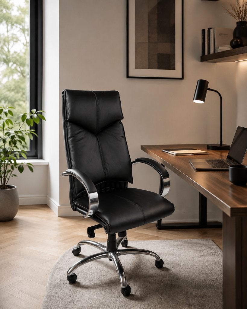 Directie bureaustoel Managerbureaustoel President - Leder, Ophalen of Verzenden, Ergonomisch, Nieuw, Zwart