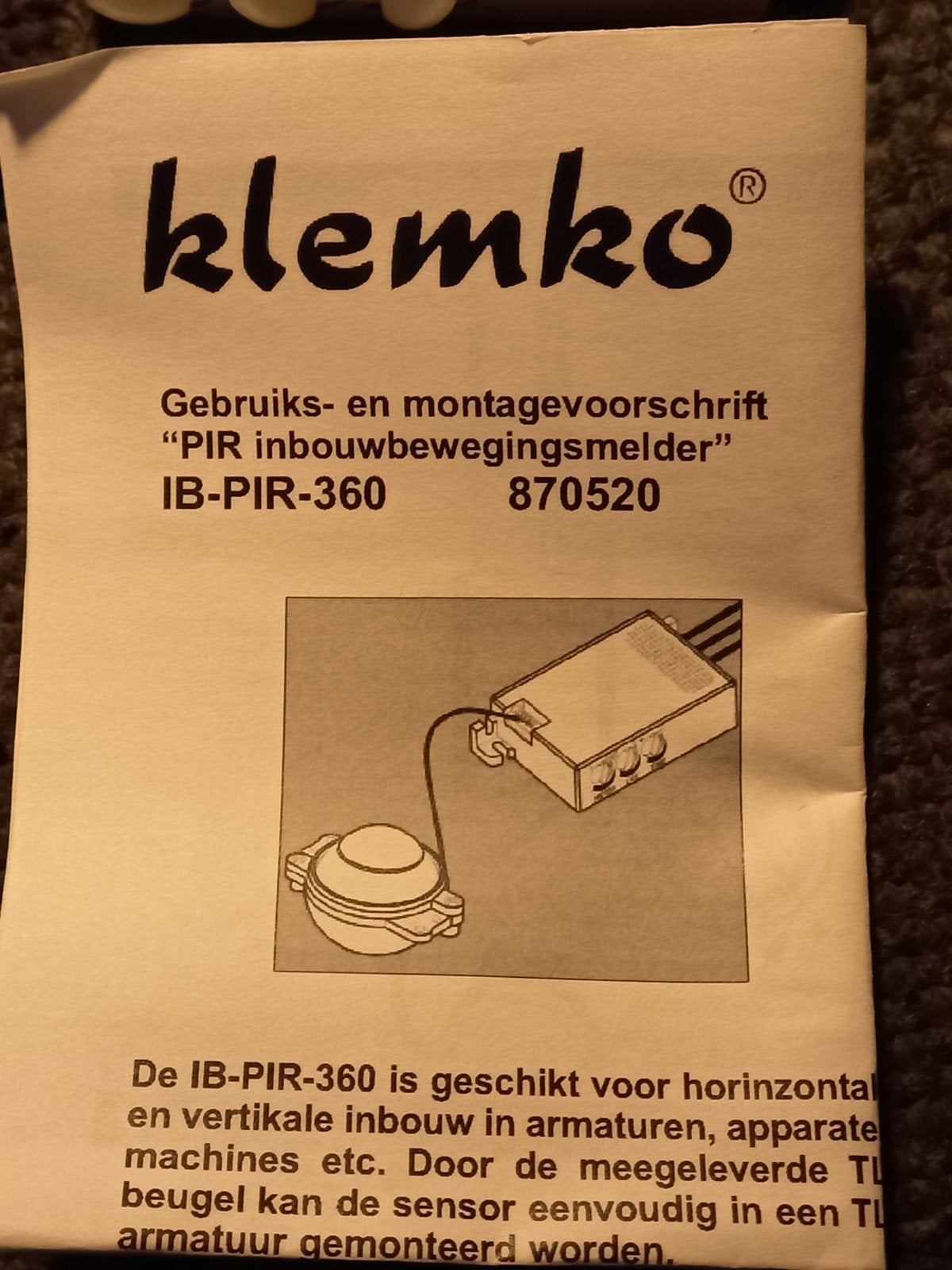 Bewegings sensor inbouw klemko nieuwe in de doos, Ophalen of Verzenden, Nieuw, Stopcontact