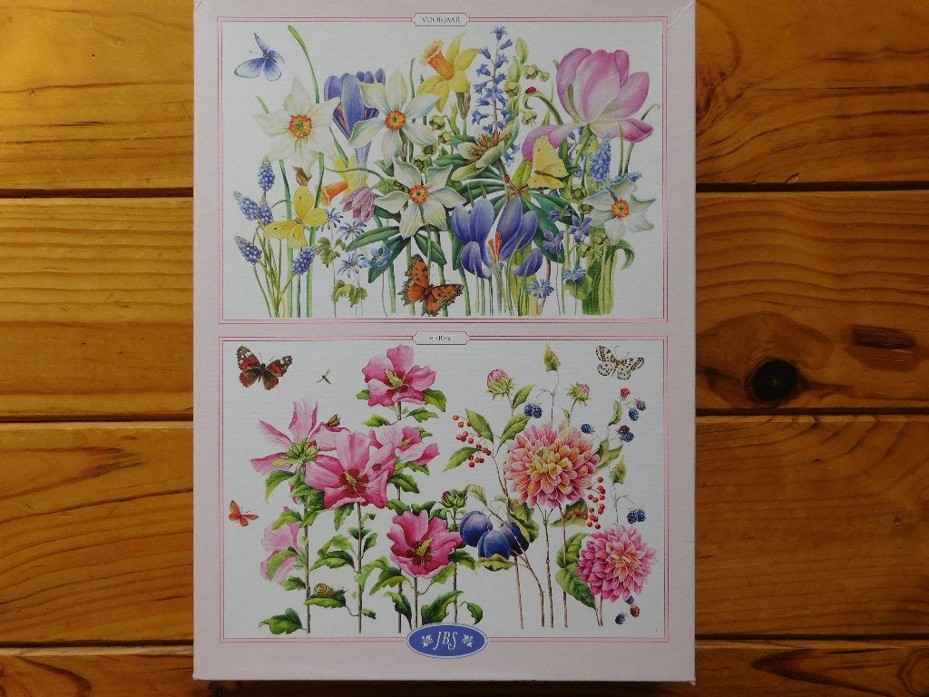 Puzzel 2x 1000 st. Lente Herfst Janneke Brinkman JBS Jumbo, Ophalen of Verzenden, 500 t/m 1500 stukjes, Zo goed als nieuw, Legpuzzel