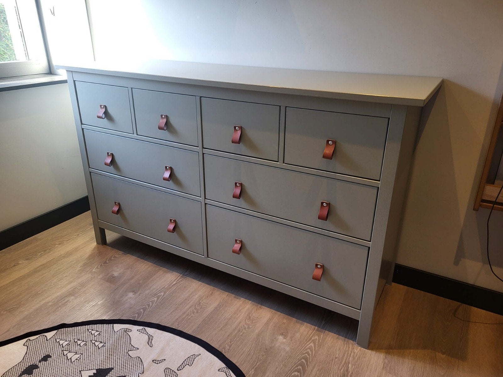 Ikea Hemnes ladenkast met leren handgrepen, Ophalen, Gebruikt, 5 laden of meer, 150 tot 200 cm