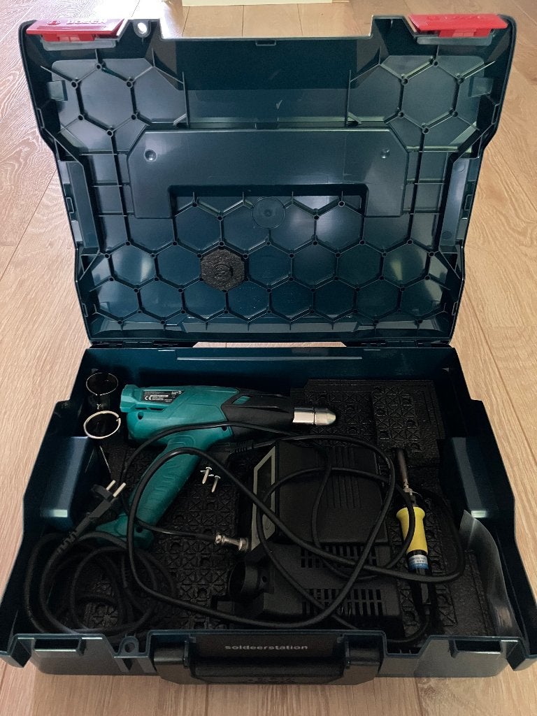 Soldeerstation + warmtepistool in nieuwe Bosch L-boxx 136, Ophalen of Verzenden, Gevuld, Zo goed als nieuw