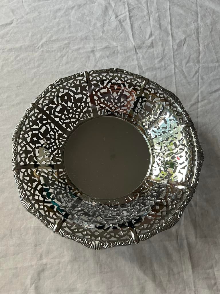 Vintage sierlijke RVS fruitschaal Alfra Alessi design Italië, Ophalen, Overige materialen, Overige stijlen, Schaal of Schalen