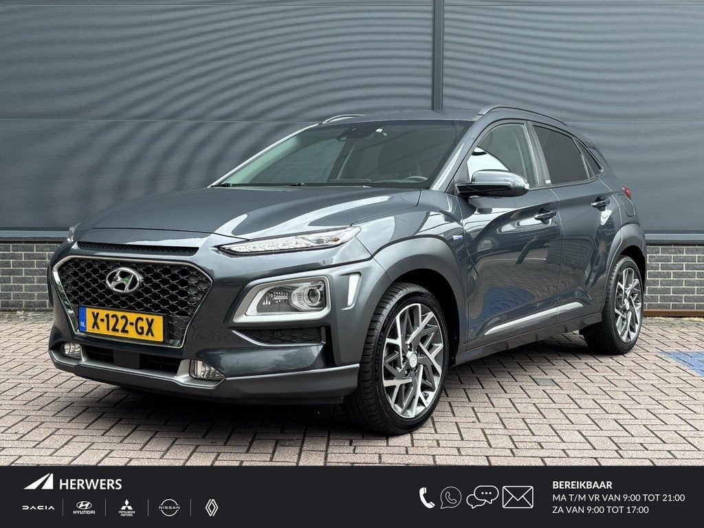 Hyundai Kona 1.6 GDI HEV Premium / Trekhaak / 1300 kg Trekge, Auto's, Hyundai, Automatische klimaatregeling, Gebruikt, Euro 6