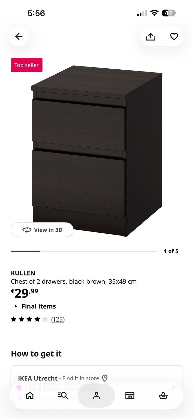 Nachtkastje gloednieuw, Huis en Inrichting, Slaapkamer | Nachtkastjes, Ophalen, Nieuw, Minder dan 45 cm, Minder dan 55 cm