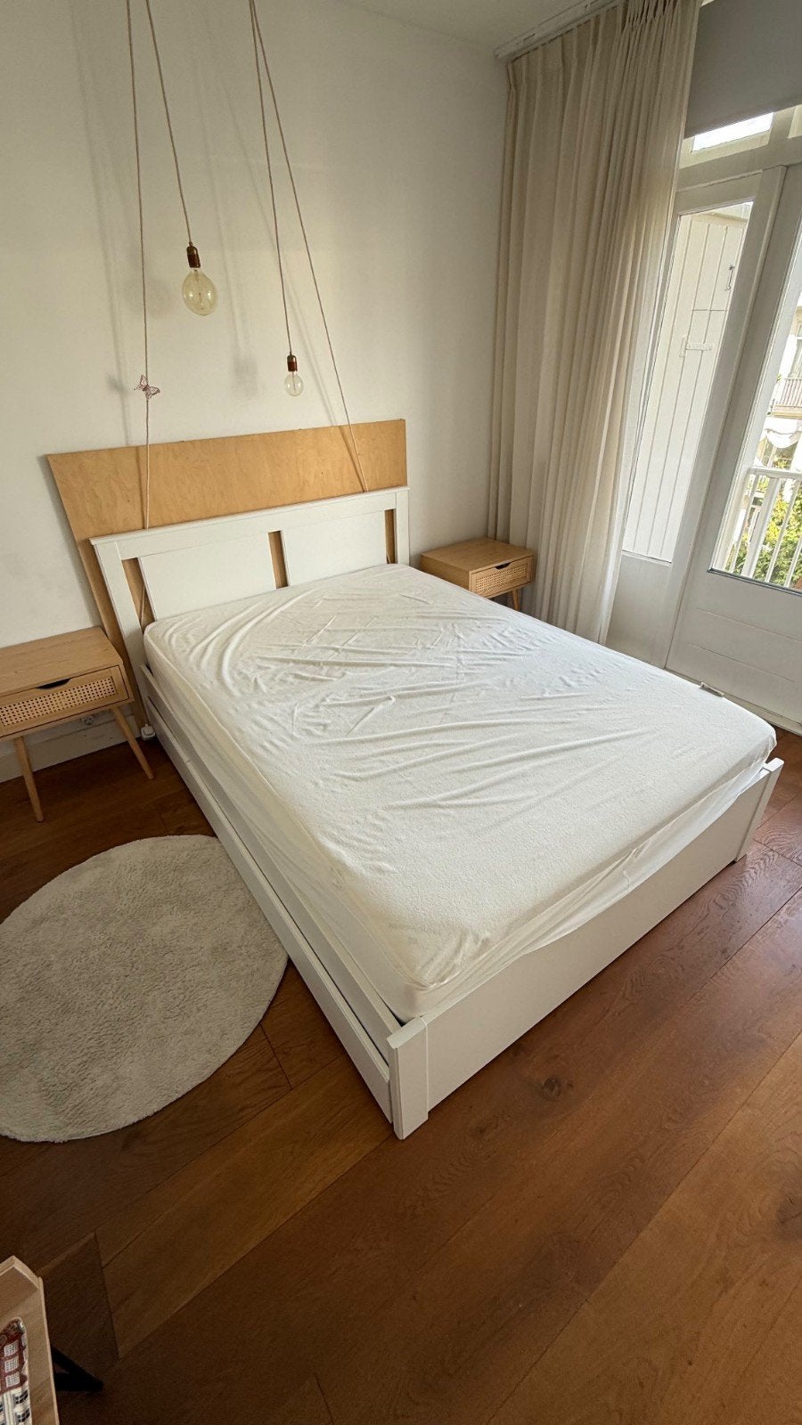 IKEA wit bedframe met matras en lades 140x200, Ophalen, Wit, Tweepersoons, 140 cm