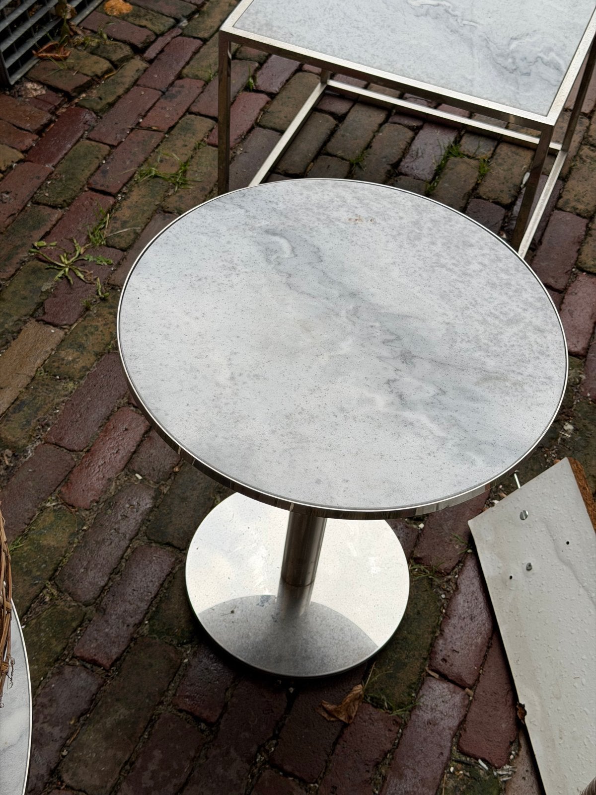 Set van 3 marmeren bijzettafels - Rond, Ovaal, Vierkant, Ophalen, 50 – 75, Gebruikt, 50 tot 100 cm