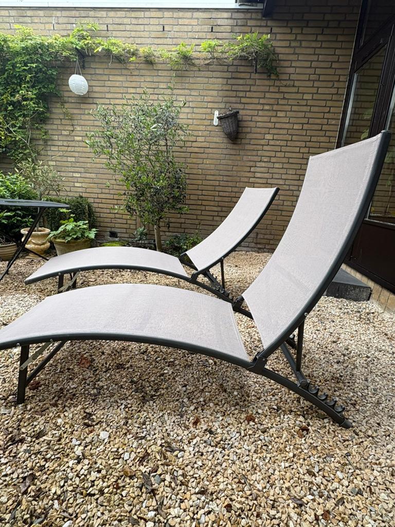 2 zit/ligbedden voor tuin of balkon, Tuin en Terras, Ligbedden, Ophalen, Gebruikt, Overige materialen, Verstelbaar