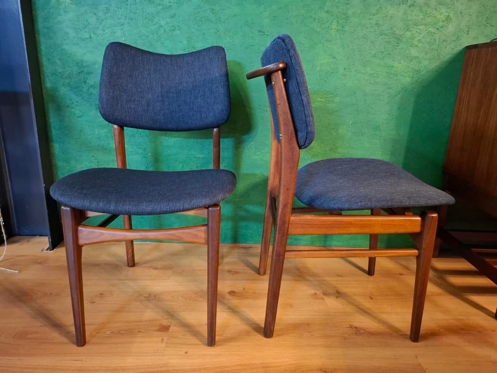 Vintage Louis van Teeffelen AWA eetkamerstoelen teak stoel, Ophalen, Twee, Vintage mid century design jaren 60 70, ...