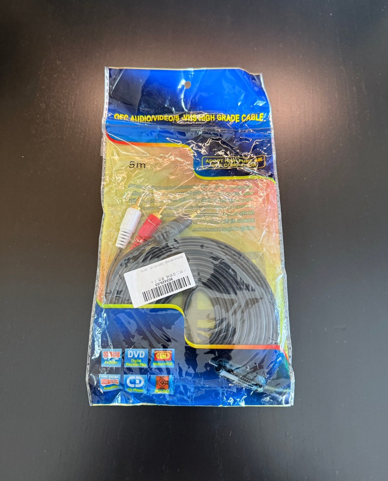 Aux naar Tulp Kabel 5 meter voor Stereo Nieuw, Ophalen of Verzenden, Nieuw, 5 tot 10 meter, Luidsprekerkabel