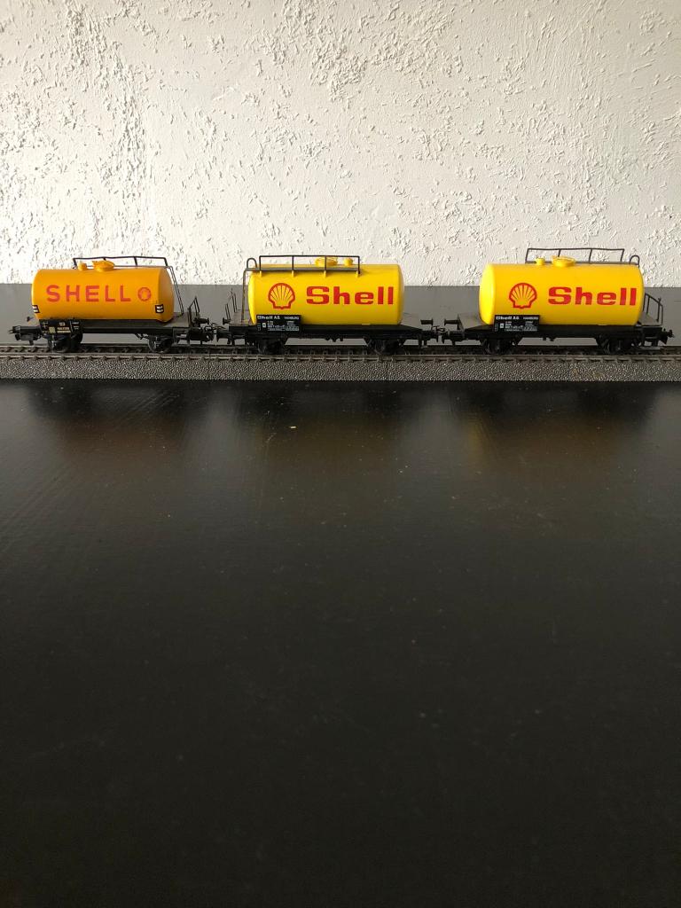 2-assige Shell ketelwagens, 3 stuks., Hobby en Vrije tijd, Modeltreinen | H0, Gebruikt, Gelijkstroom of Wisselstroom, Wagon, Ophalen of Verzenden