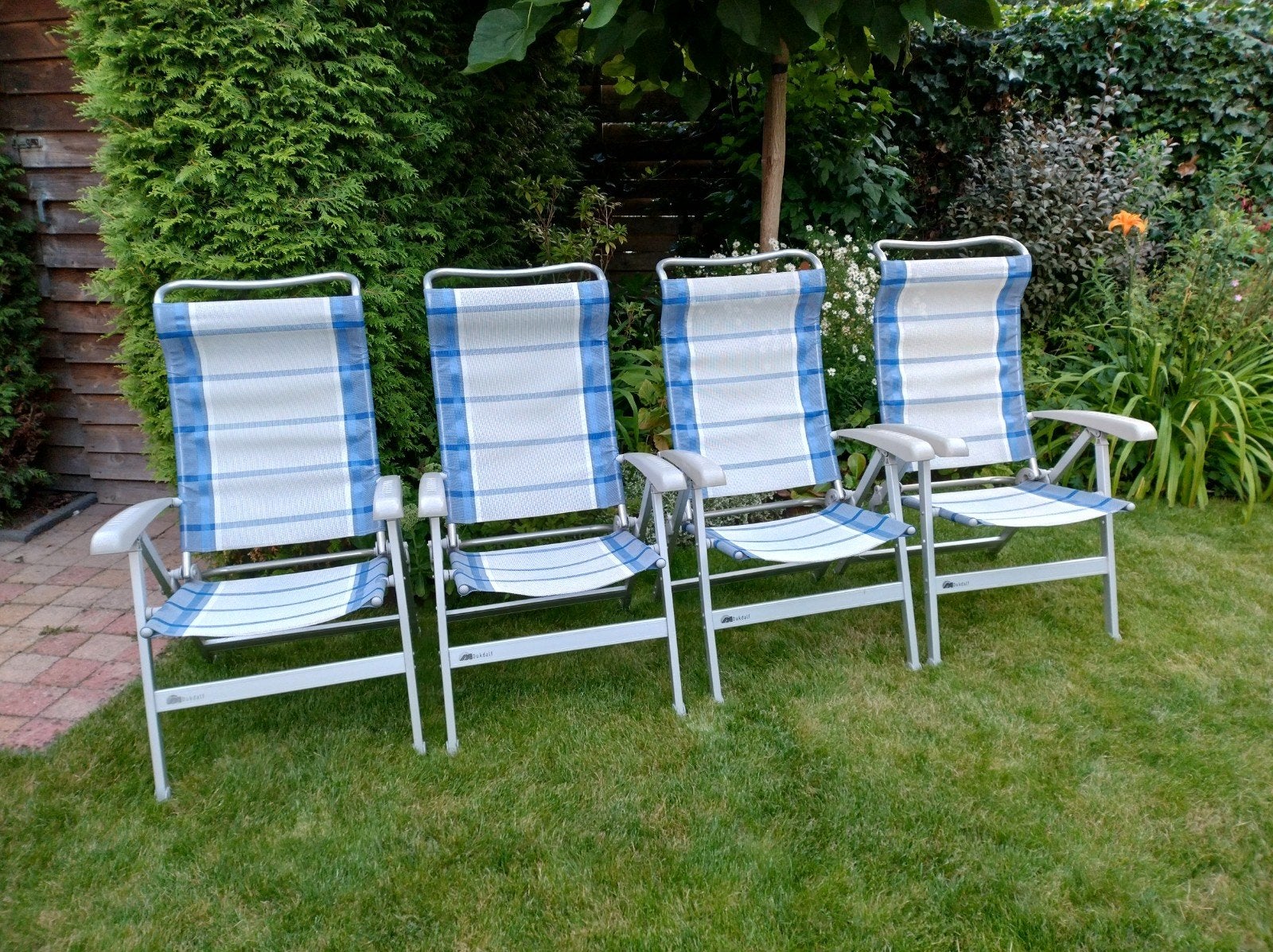 4 Dukdalf campingstoelen - verstelbaar en inklapbaar, Ophalen, Gebruikt, Campingstoel
