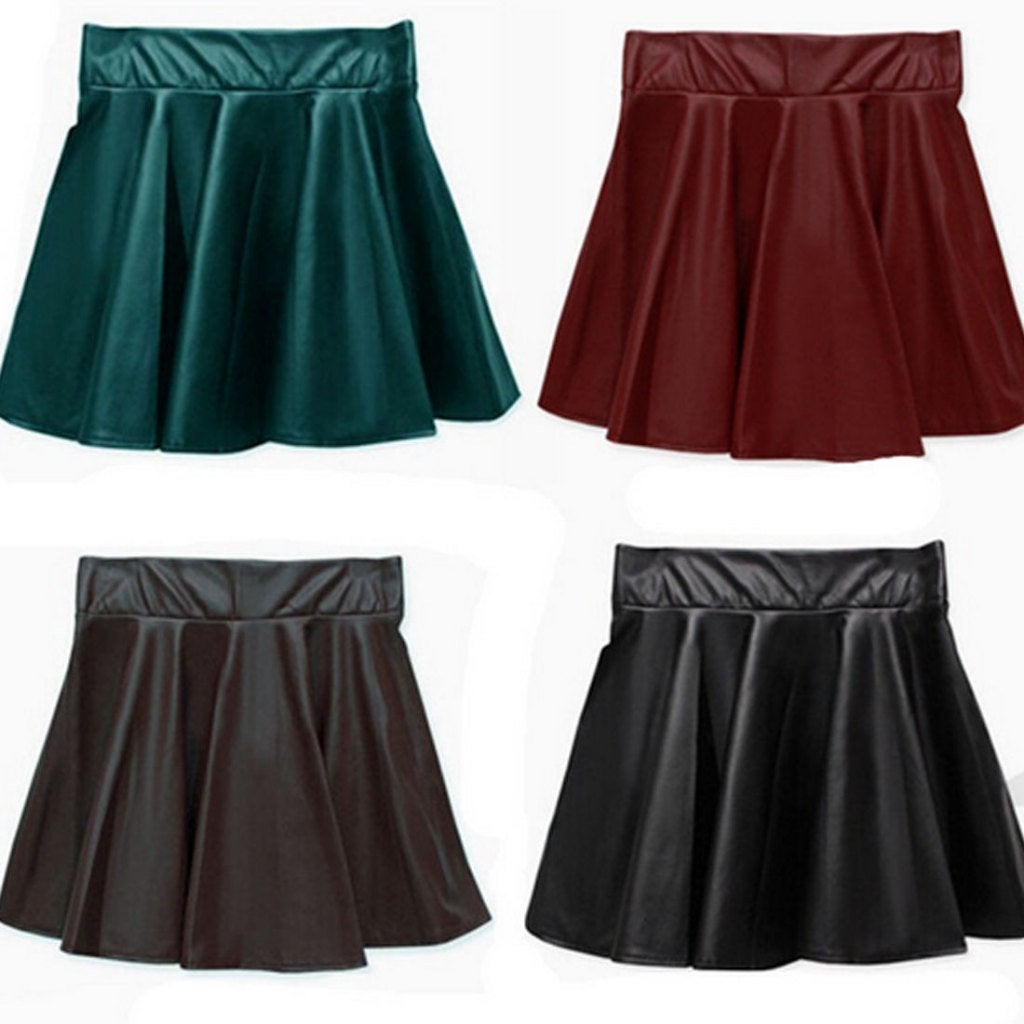 Geplooide leren rok mini heup rokje glimmend dames vrouwen, Maat 38/40 (M), Overige kleuren, Verzenden, Nieuw