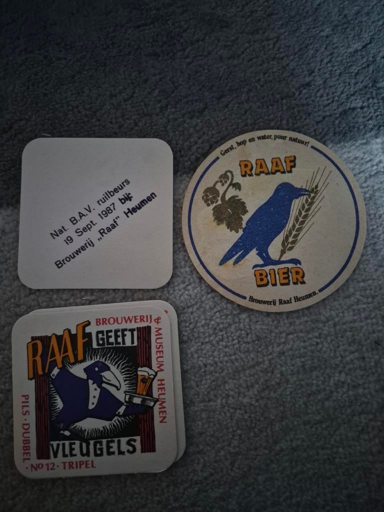 3 verschillende bierviltjes Brouwerij Raaf Heumen, Verzamelen, Biermerken, Ophalen of Verzenden