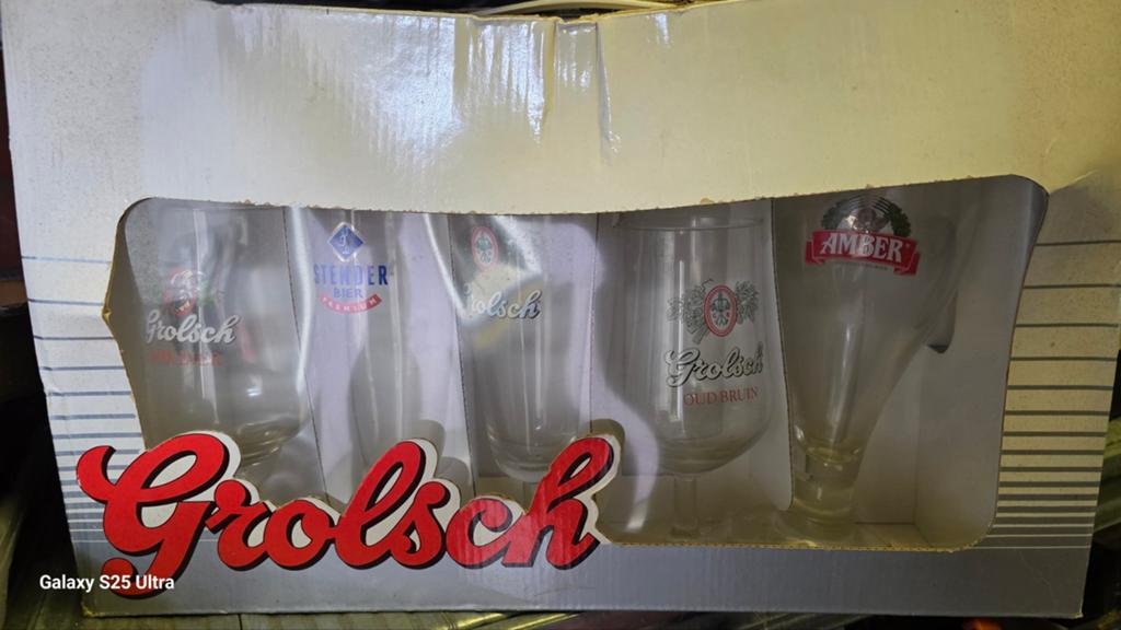 Grolsch bierglazen set - Nieuw in doos, Nieuw, Ophalen of Verzenden, Overige merken, Glas