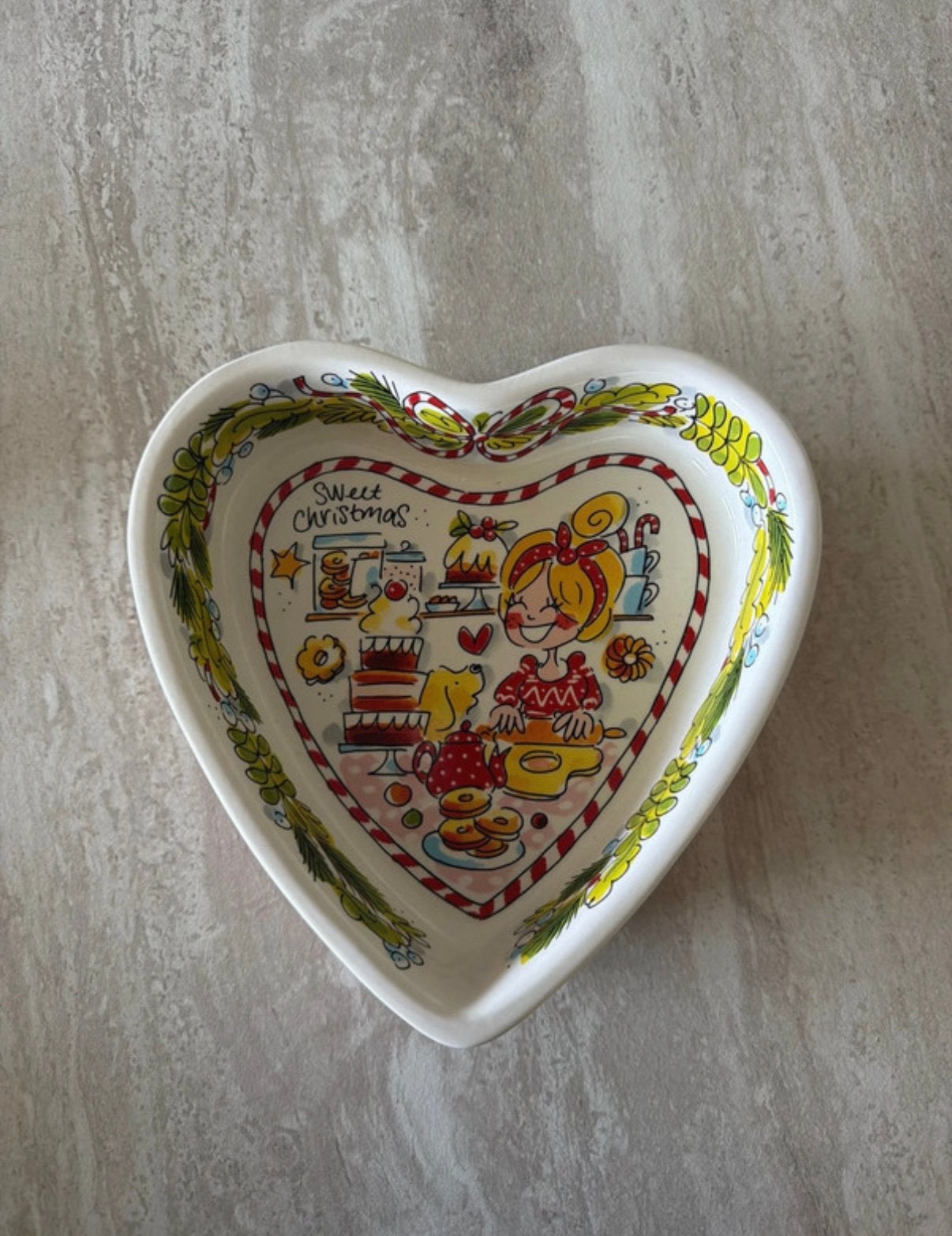 Blond amsterdam kerst schaal hart, Ophalen of Verzenden, Zo goed als nieuw, Aardewerk, Schaal of Schalen