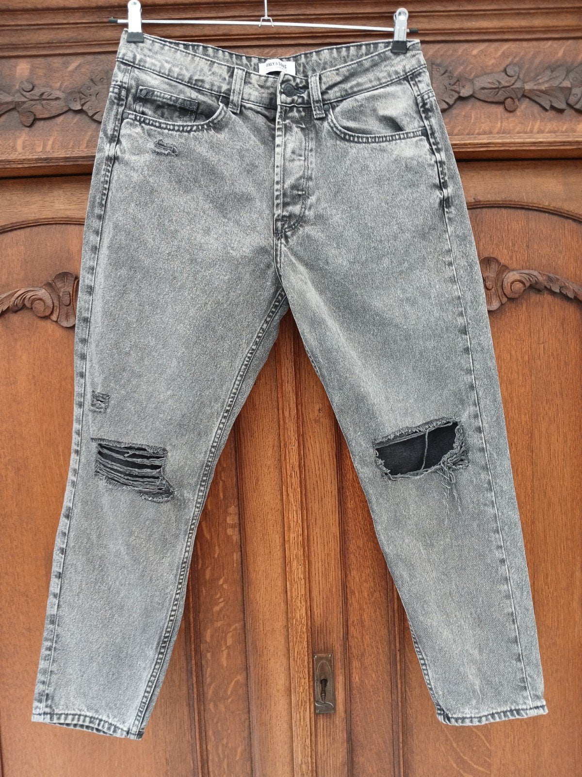 Only & Sons Grijs/Zwarte Jeans Maat 30/32, W32 (confectie 46) of kleiner, Ophalen of Verzenden, Grijs, Gedragen