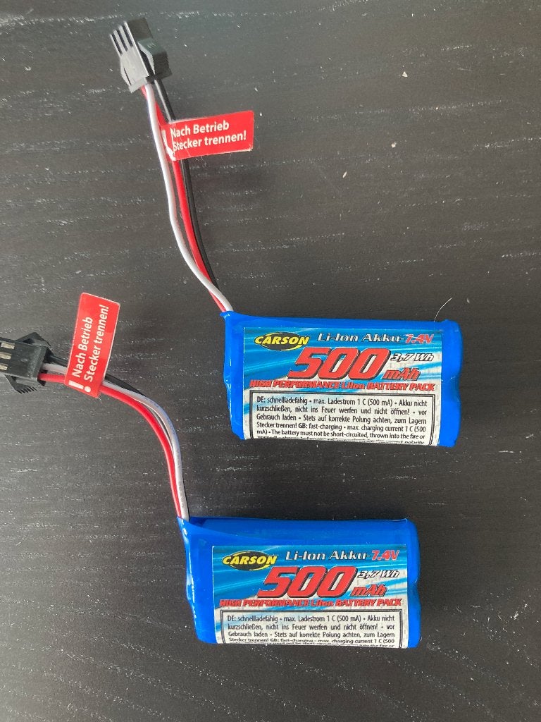 Carson RC-Auto 7,4V/500mAh Accu x2, Elektro, Ophalen of Verzenden, Zo goed als nieuw, Onderdeel