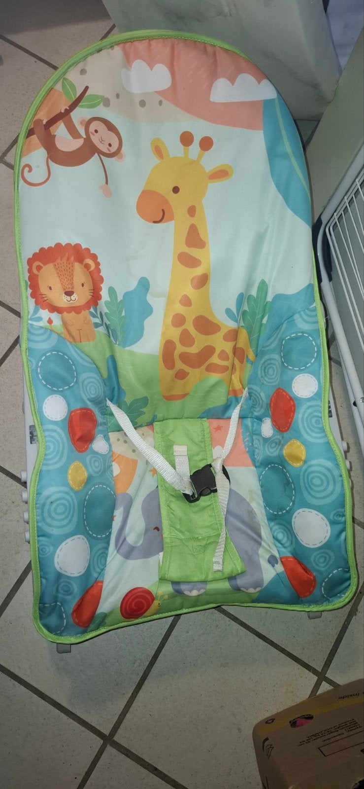 Wipstoel met jungle thema en gordel, Kinderen en Baby's, Wipstoeltjes, Ophalen of Verzenden, Gebruikt, Wipstoel, Met gordel(s) of riempje(s)