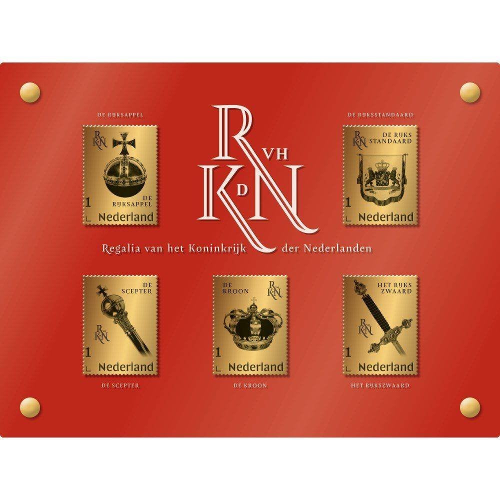PostNL Regalia Koninkrijk goud - 5x Gouden Postzegelset, Postzegels en Munten, Ophalen of Verzenden, Na 1940, Postfris
