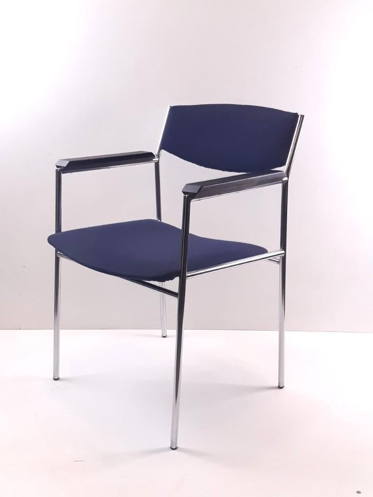Gijs van der Sluis vintage eetkamerstoel, Huis en Inrichting, Stoelen, Ophalen, Gebruikt, Blauw, Gispen