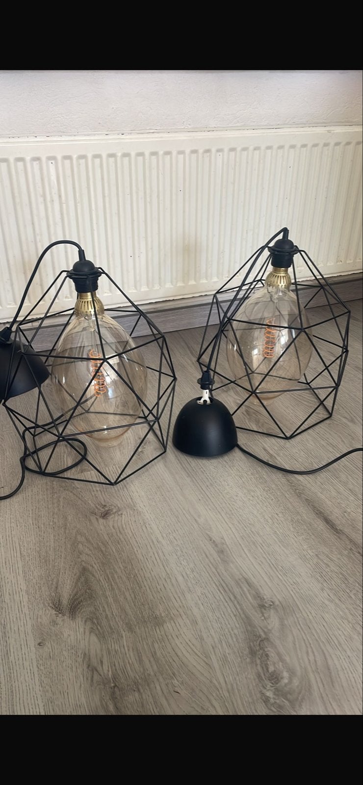 Set van 2 industriële hanglampen Ikea, Ophalen, Gebruikt, Metaal, Minder dan 50 cm