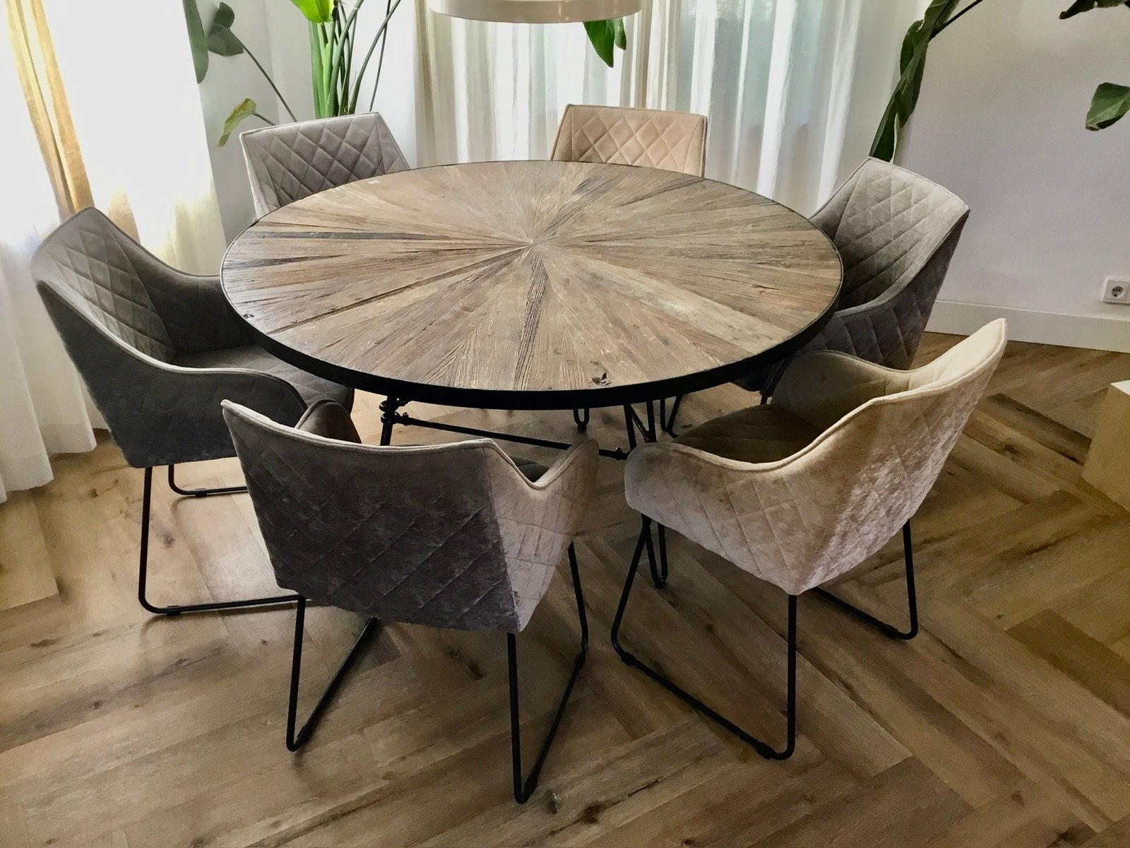 Riviera Maison Frisco Drive Eetkamerstoelen grijs&beige, Huis en Inrichting, Ophalen, Overige kleuren, Zo goed als nieuw, Metaal