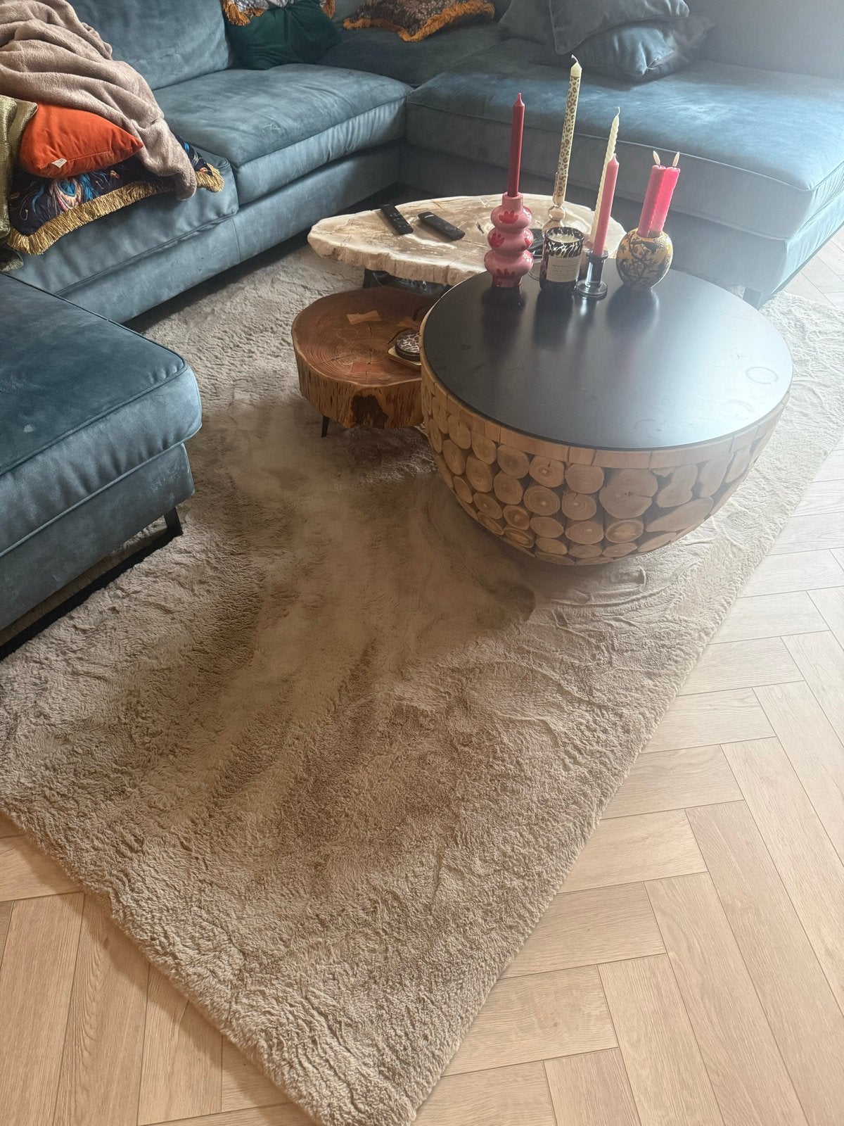 Volero Vloerkleed taupe hoogpolig 160x230cm, Gebruikt, Bruin, 150 tot 200 cm, 200 cm of meer