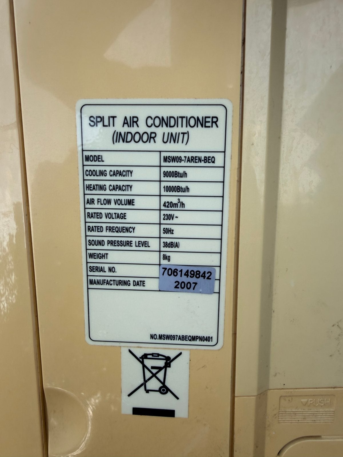 Maiko MSW09 Airconditioning - Koelen en Verwarmen, Ophalen, Gebruikt, Minder dan 60 m³, 3 snelheden of meer