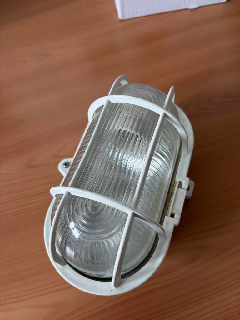 Bulleye E27 Glas kunsstof korf IP44 Wit NIEUW, Ophalen of Verzenden, Nieuw, Glas, Retro