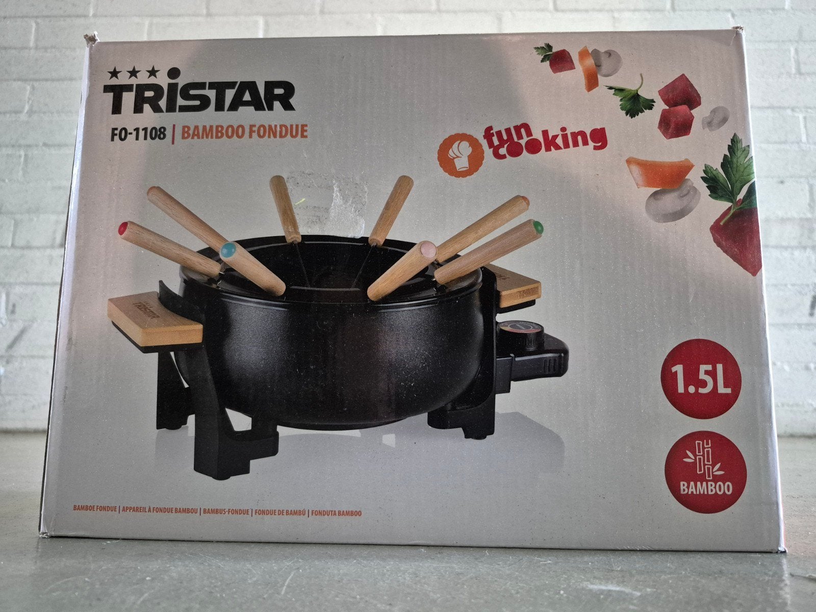 Tristar FO-1108 Bamboe Fondue - 1.5L, 1000W, 8 personen, Ophalen of Verzenden