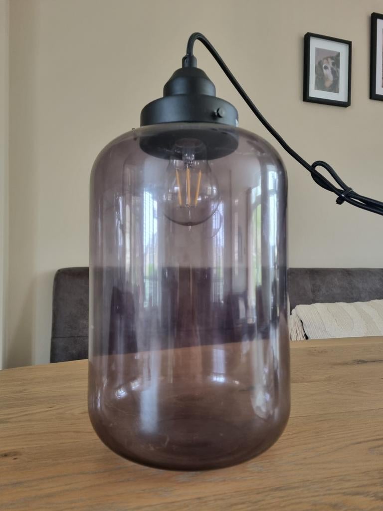 Juno XL Rookglas Hanglamp - Nieuw in doos, Ophalen of Verzenden, Nieuw, Glas, Modern, Industrieel