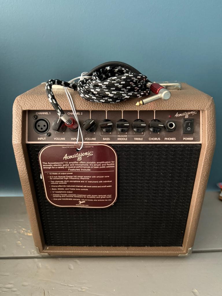 Akoestische gitaarversterker Fender 15, Muziek en Instrumenten, Ophalen of Verzenden, Gebruikt, Minder dan 50 watt