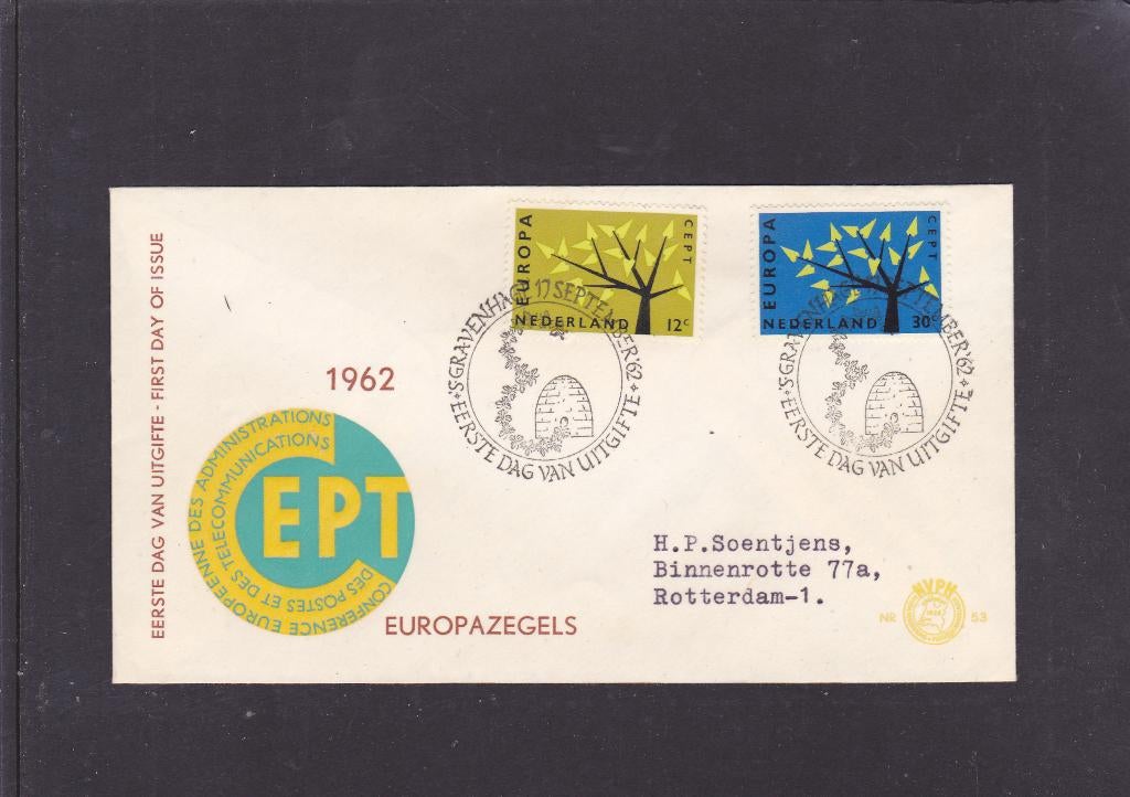 FDC E 53 Europa 1962 (184), Verzenden, Beschreven, Nederland